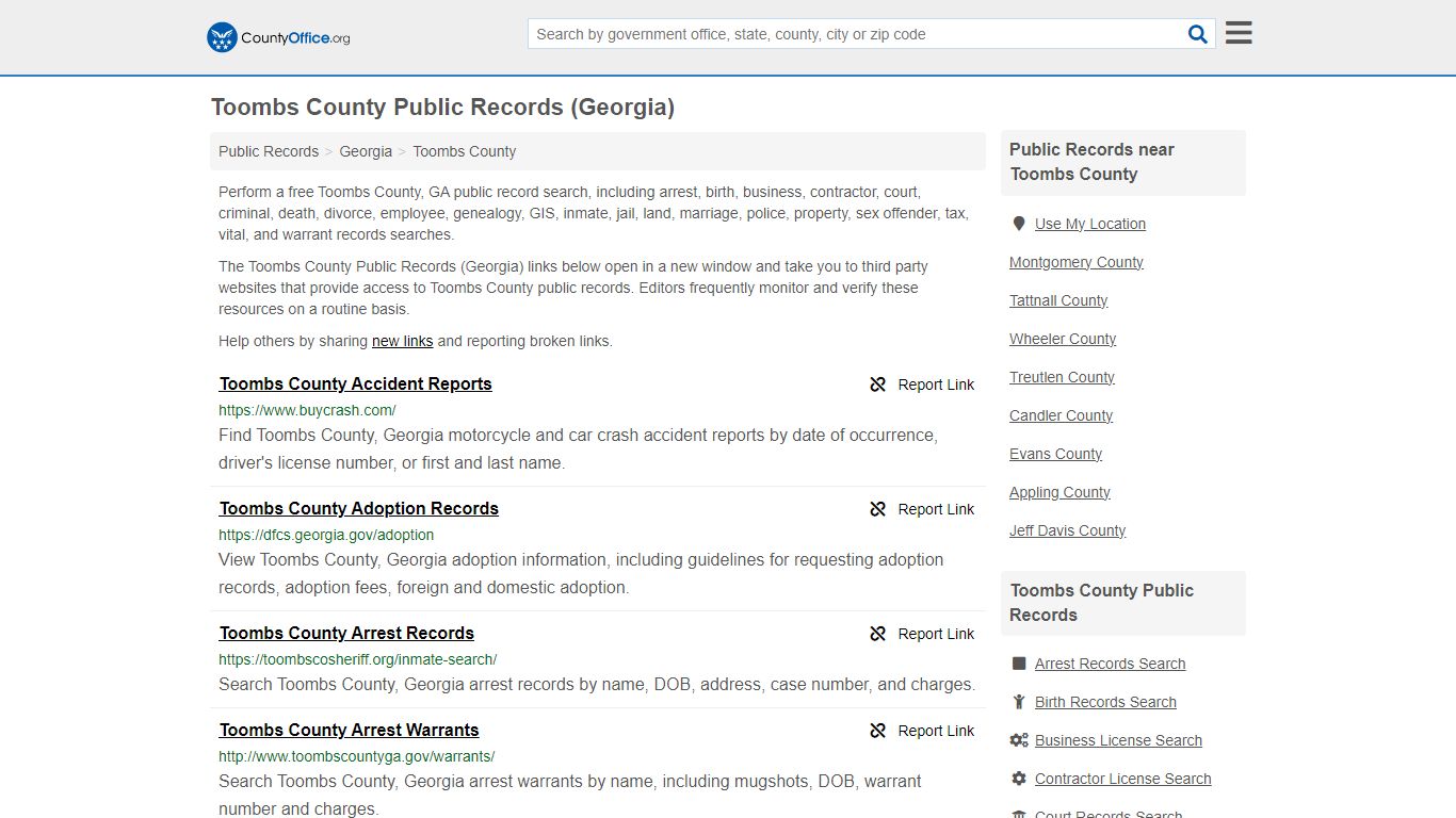 Toombs County Public Records (Georgia) - County Office