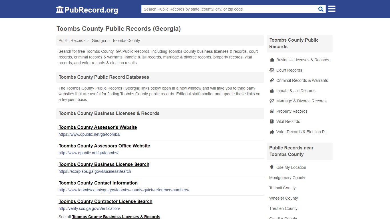 Free Toombs County Public Records (Georgia Public Records) - PubRecord.org